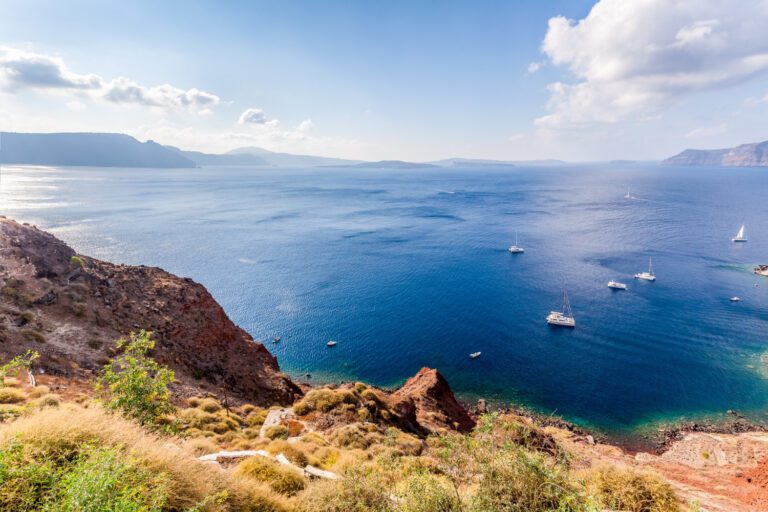 The island of Salina on the Mediterranean lighthouse